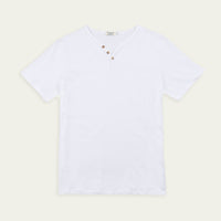 M604: Natural Shell Button Henley T-Shirt