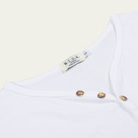 M604: Natural Shell Button Henley T-Shirt