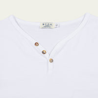 M604: Natural Shell Button Henley T-Shirt