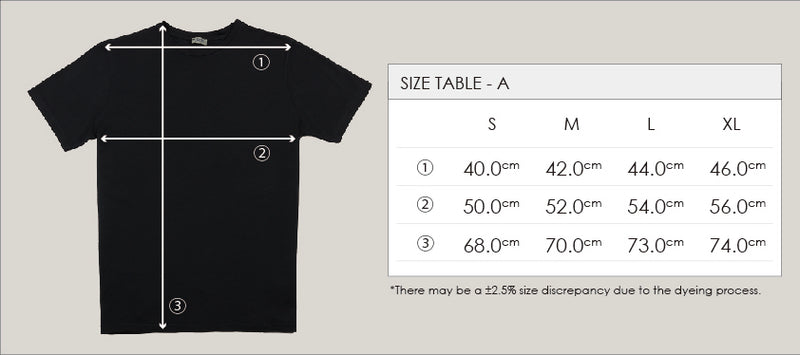 Size guide for M6045: Our Essential Basic T-Shirt in Mid-GSM